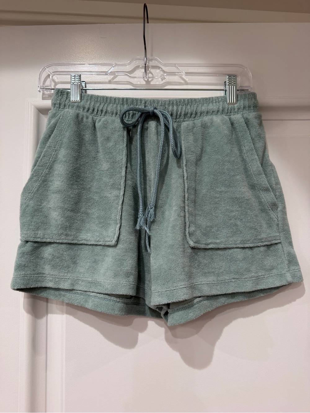 Zara Terry Drawstring Lounge Shorts - Sage